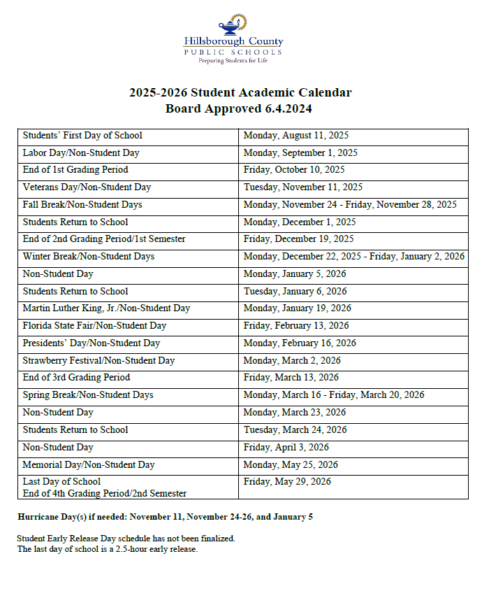 25-26 Student Calendar